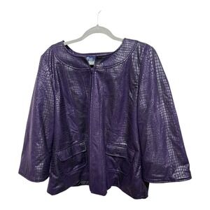 Vintage Snake Print Bell Sleeve Purple Overcoat Size Large Old Money Casual